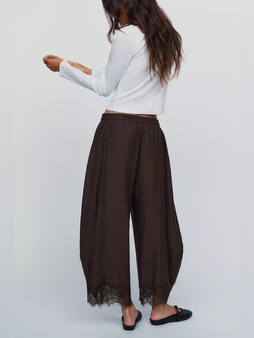 NWT By Anthropologie Reverie Lace Trim Tapered Pants - Picture 7 of 8
